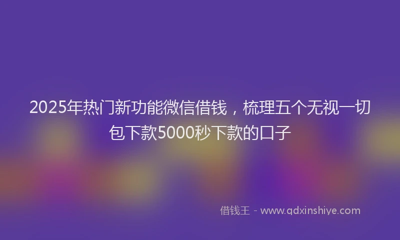 2025年热门新功能微信借钱，梳理五个无视一切包下款5000秒下款的口子