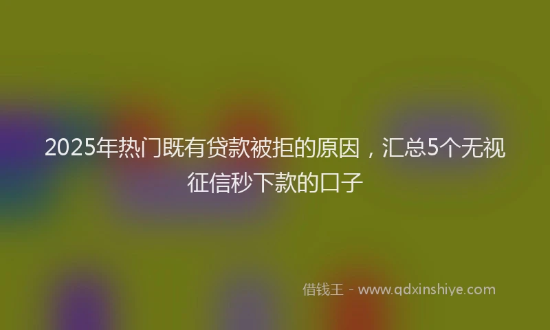 2025年热门既有贷款被拒的原因，汇总5个无视征信秒下款的口子