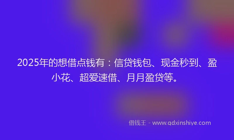 2025年的想借点钱有：信贷钱包、现金秒到、盈小花、超爱速借、月月盈贷等。