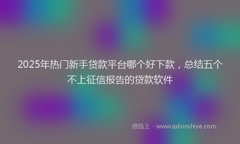 2025年热门新手贷款平台哪个好下款，总结五个不上征信报告的贷款软件