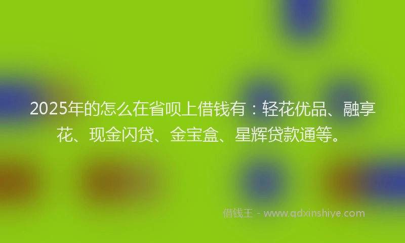 2025年的怎么在省呗上借钱有：轻花优品、融享花、现金闪贷、金宝盒、星辉贷款通等。