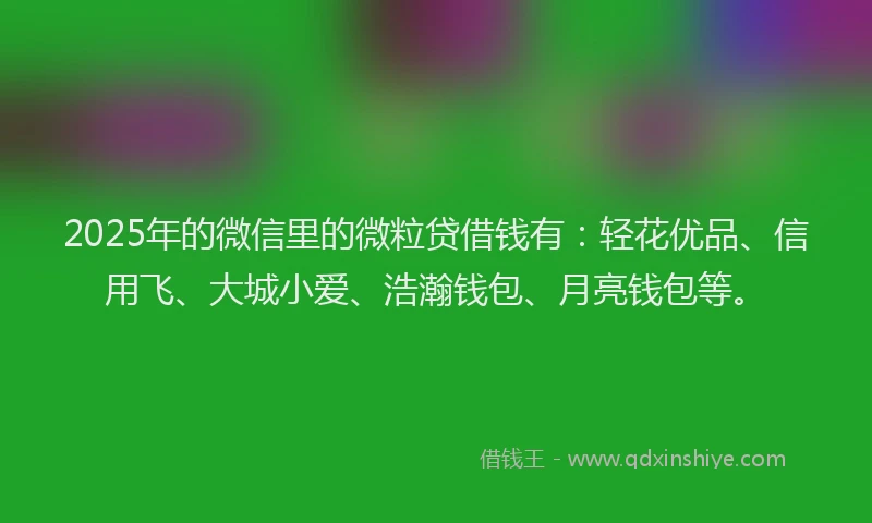 2025年的微信里的微粒贷借钱有：轻花优品、信用飞、大城小爱、浩瀚钱包、月亮钱包等。
