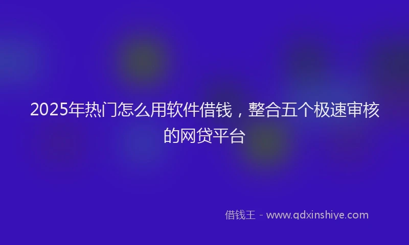 2025年热门怎么用软件借钱，整合五个极速审核的网贷平台
