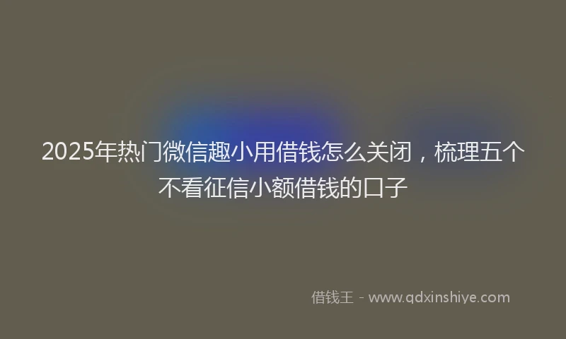 2025年热门微信趣小用借钱怎么关闭，梳理五个不看征信小额借钱的口子