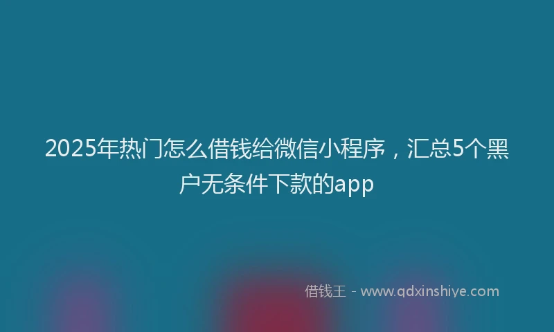 2025年热门怎么借钱给微信小程序，汇总5个黑户无条件下款的app