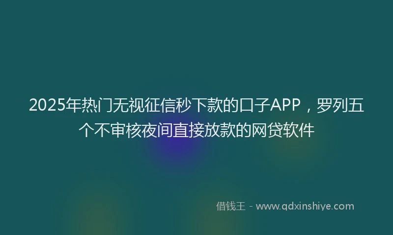 2025年热门无视征信秒下款的口子APP，罗列五个不审核夜间直接放款的网贷软件