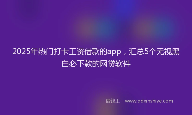 2025年热门打卡工资借款的app，汇总5个无视黑白必下款的网贷软件
