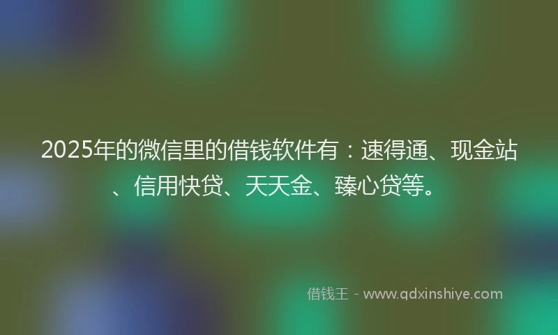 2025年的微信里的借钱软件有：速得通、现金站、信用快贷、天天金、臻心贷等。
