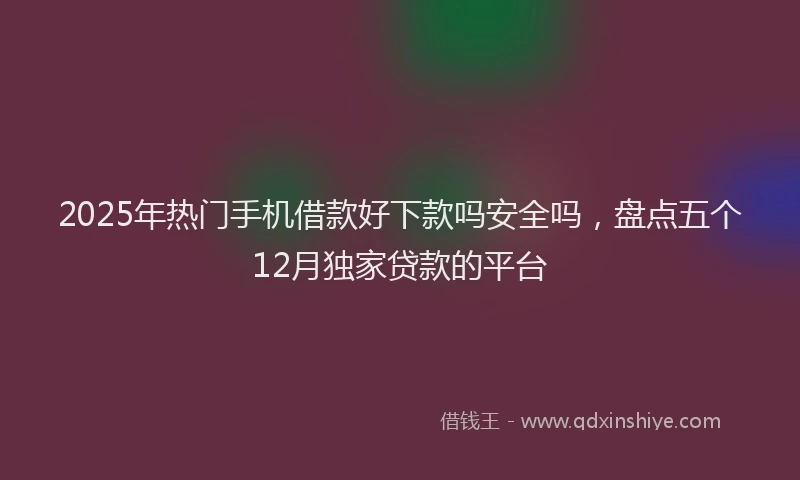 2025年热门手机借款好下款吗安全吗，盘点五个12月独家贷款的平台