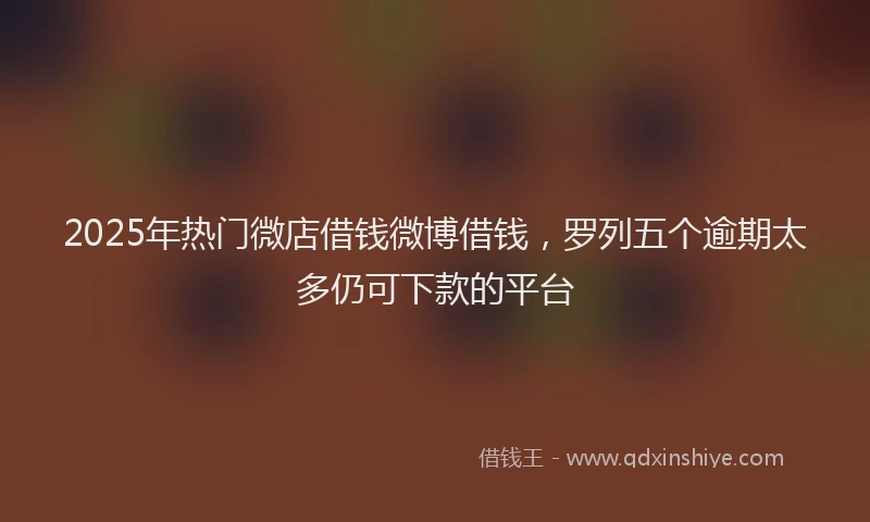 2025年热门微店借钱微博借钱，罗列五个逾期太多仍可下款的平台