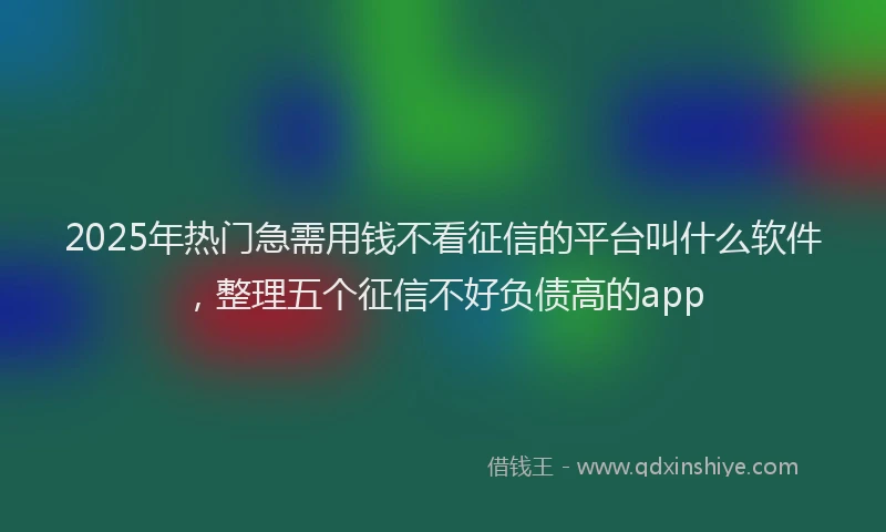 2025年热门急需用钱不看征信的平台叫什么软件，整理五个征信不好负债高的app