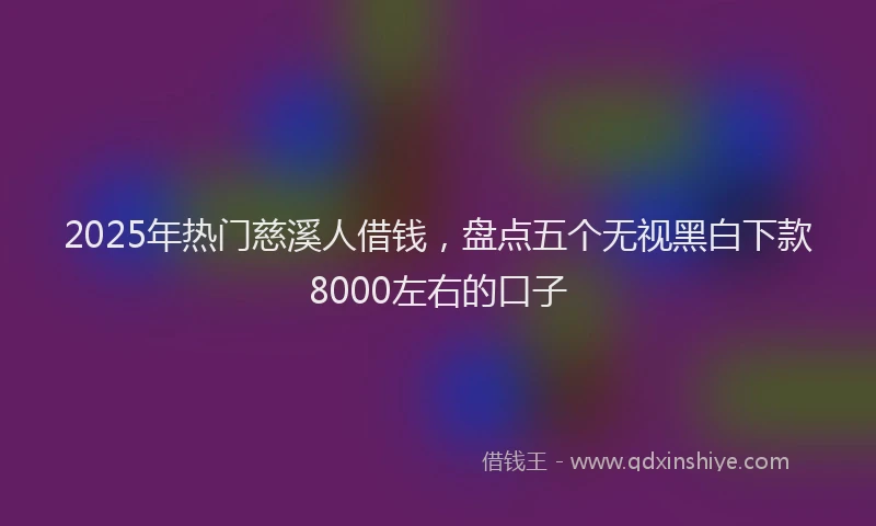 2025年热门慈溪人借钱，盘点五个无视黑白下款8000左右的口子