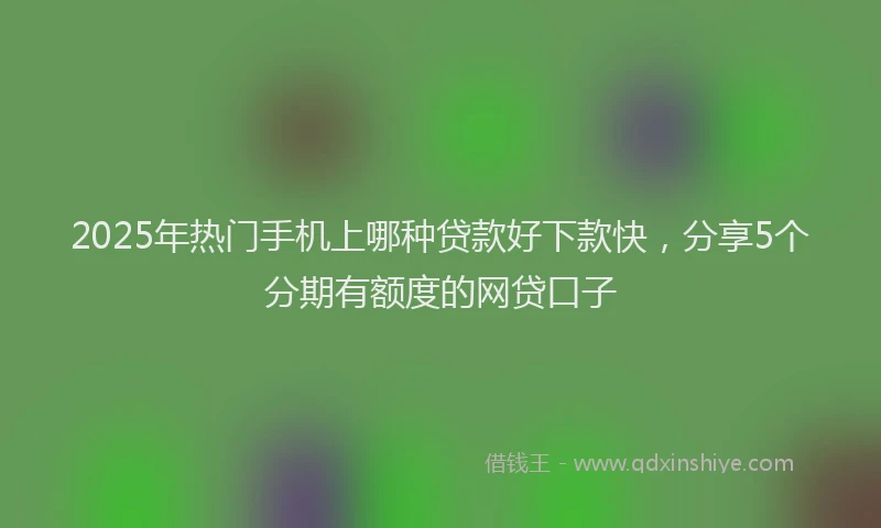 2025年热门手机上哪种贷款好下款快，分享5个分期有额度的网贷口子