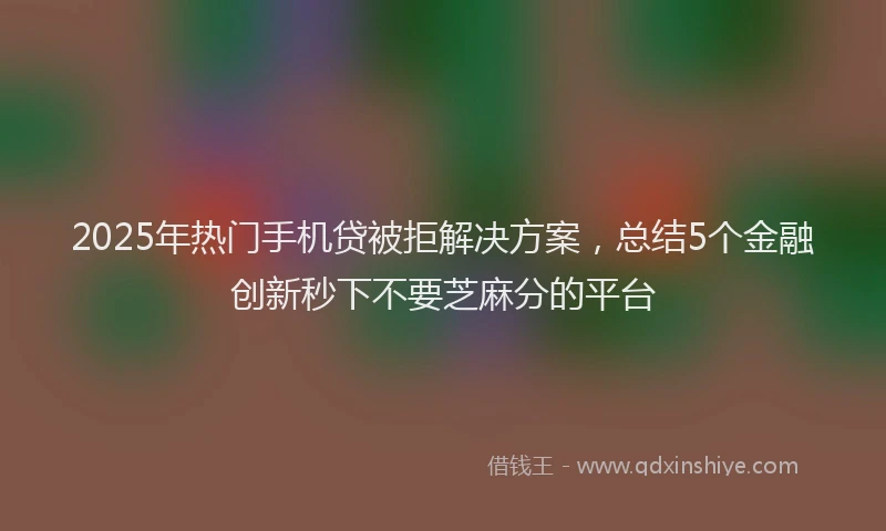 2025年热门手机贷被拒解决方案，总结5个金融创新秒下不要芝麻分的平台