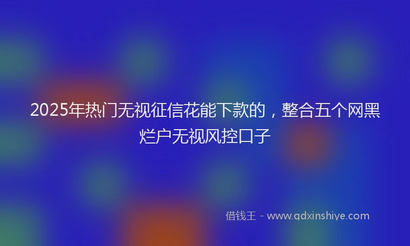 2025年热门无视征信花能下款的，整合五个网黑烂户无视风控口子