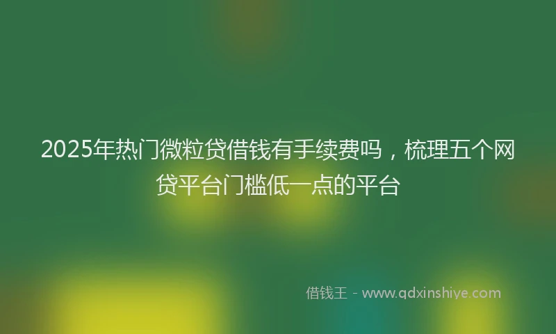 2025年热门微粒贷借钱有手续费吗，梳理五个网贷平台门槛低一点的平台