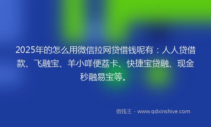 2025年的怎么用微信拉网贷借钱呢有：人人贷借款、飞融宝、羊小咩便荔卡、快捷宝贷融、现金秒融易宝等。