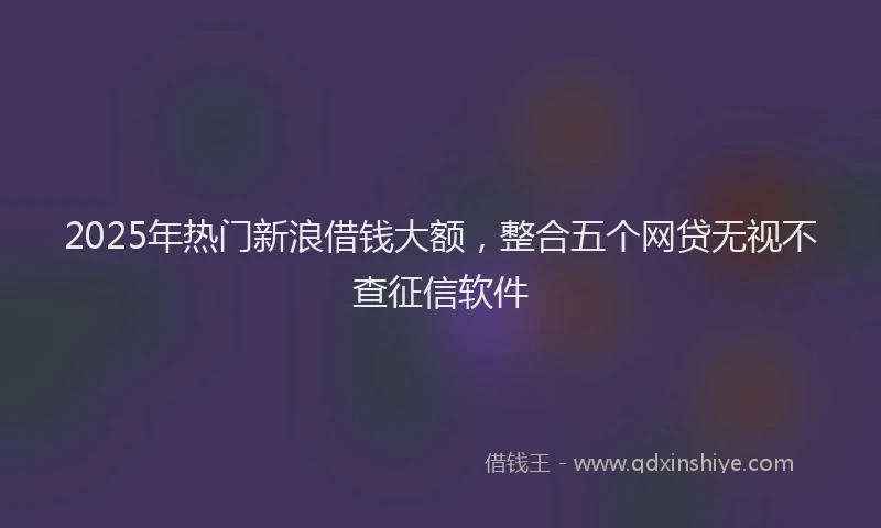 2025年热门新浪借钱大额，整合五个网贷无视不查征信软件