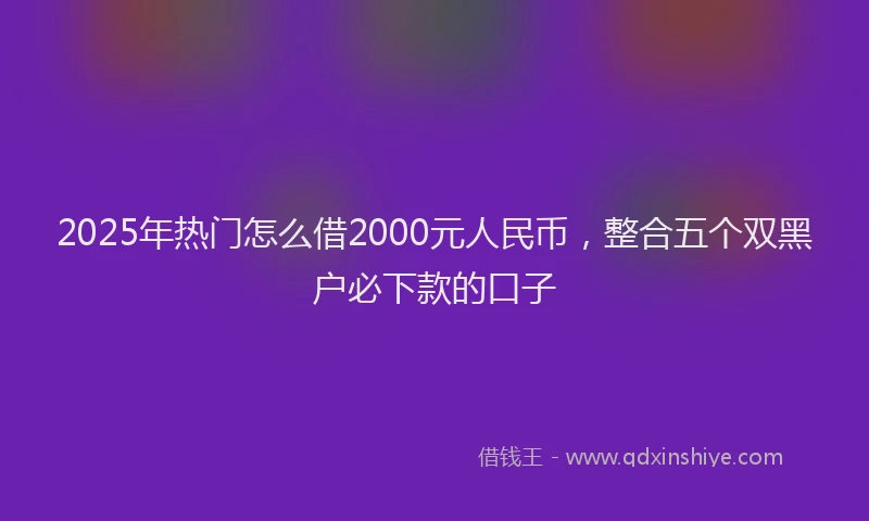 2025年热门怎么借2000元人民币，整合五个双黑户必下款的口子