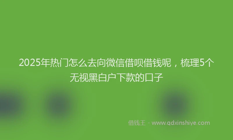 2025年热门怎么去向微信借呗借钱呢，梳理5个无视黑白户下款的口子
