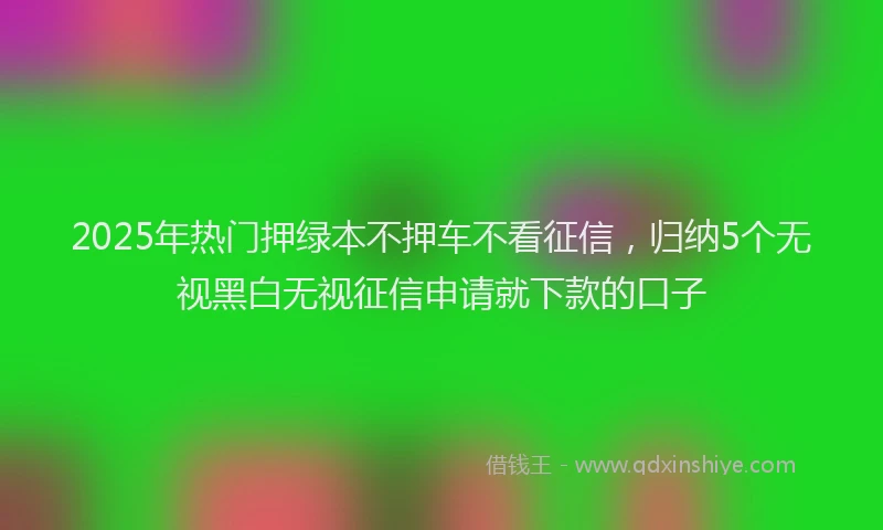 2025年热门押绿本不押车不看征信，归纳5个无视黑白无视征信申请就下款的口子