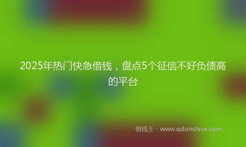 2025年热门快急借钱，盘点5个征信不好负债高的平台