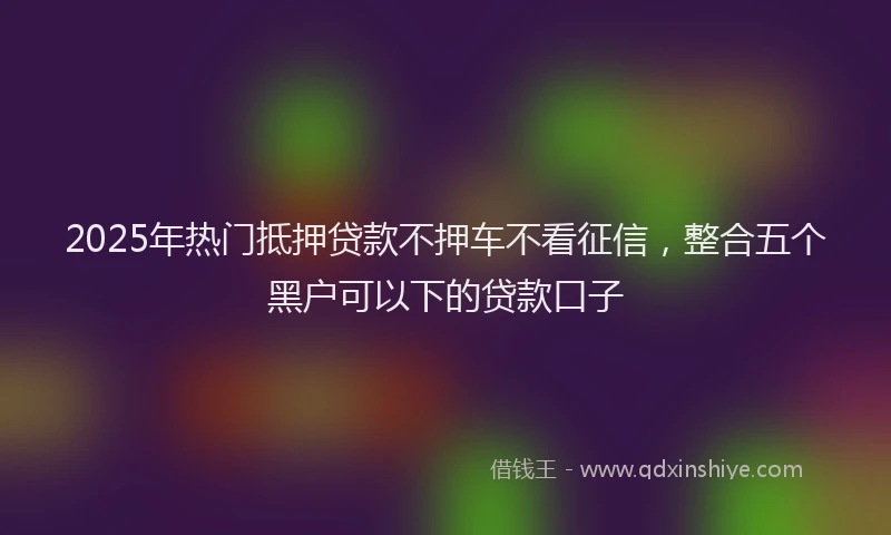 2025年热门抵押贷款不押车不看征信，整合五个黑户可以下的贷款口子