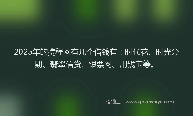 2025年的携程网有几个借钱有：时代花、时光分期、翡翠信贷、银票网、用钱宝等。
