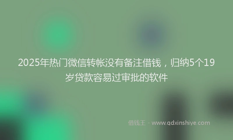 2025年热门微信转帐没有备注借钱，归纳5个19岁贷款容易过审批的软件