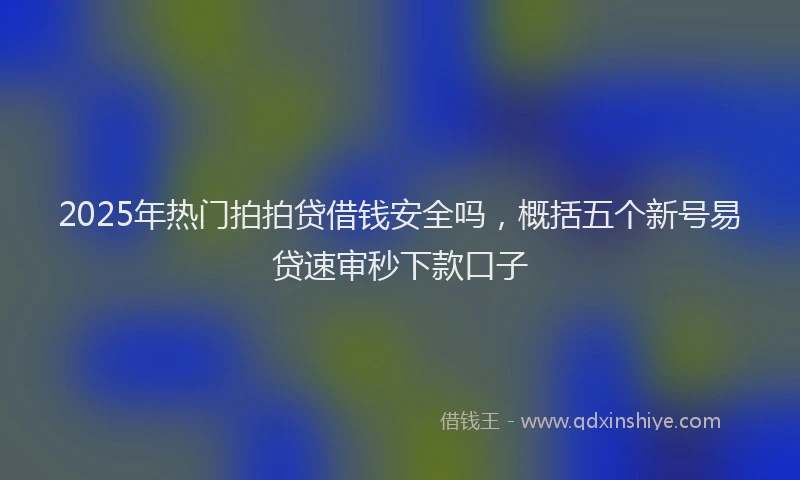 2025年热门拍拍贷借钱安全吗，概括五个新号易贷速审秒下款口子