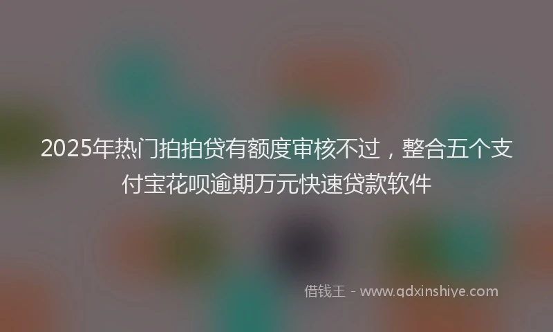 2025年热门拍拍贷有额度审核不过，整合五个支付宝花呗逾期万元快速贷款软件