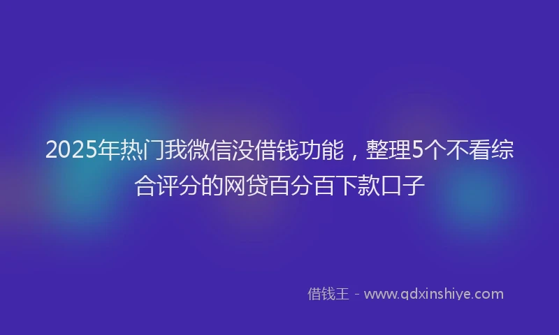 2025年热门我微信没借钱功能，整理5个不看综合评分的网贷百分百下款口子