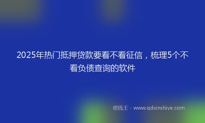 2025年热门抵押贷款要看不看征信，梳理5个不看负债查询的软件