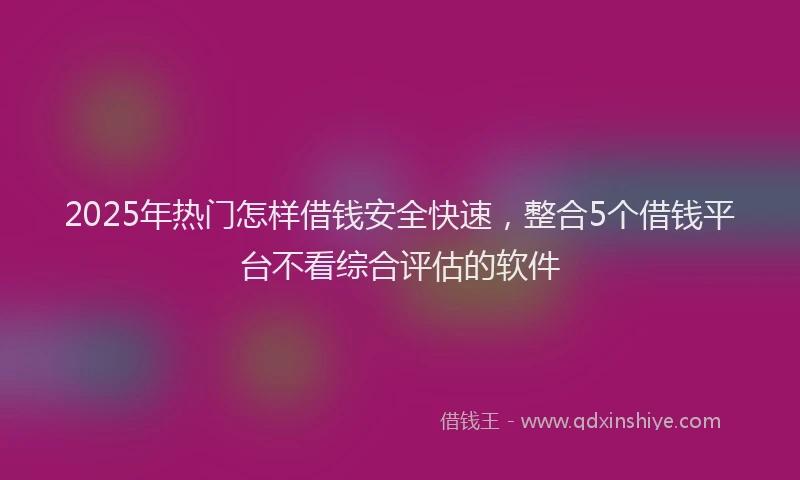 2025年热门怎样借钱安全快速，整合5个借钱平台不看综合评估的软件