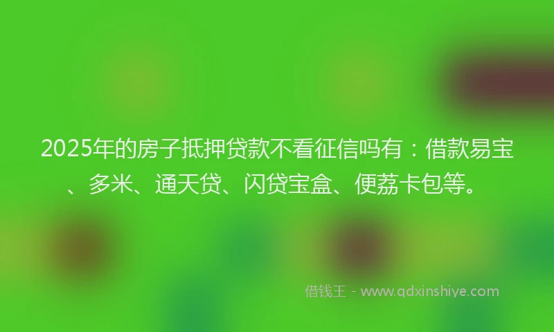 2025年的房子抵押贷款不看征信吗有：借款易宝、多米、通天贷、闪贷宝盒、便荔卡包等。