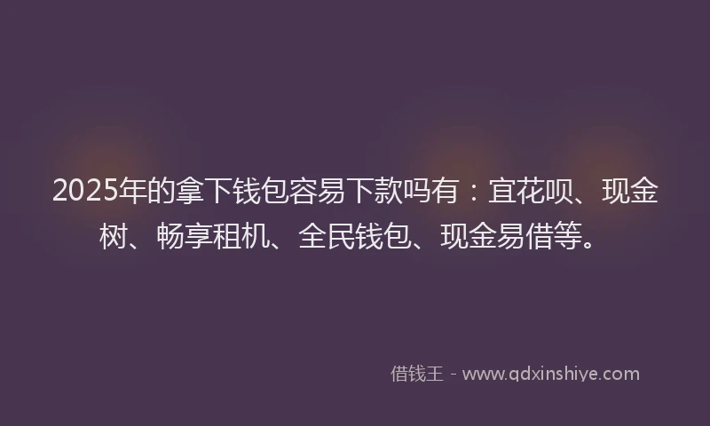 2025年的拿下钱包容易下款吗有：宜花呗、现金树、畅享租机、全民钱包、现金易借等。