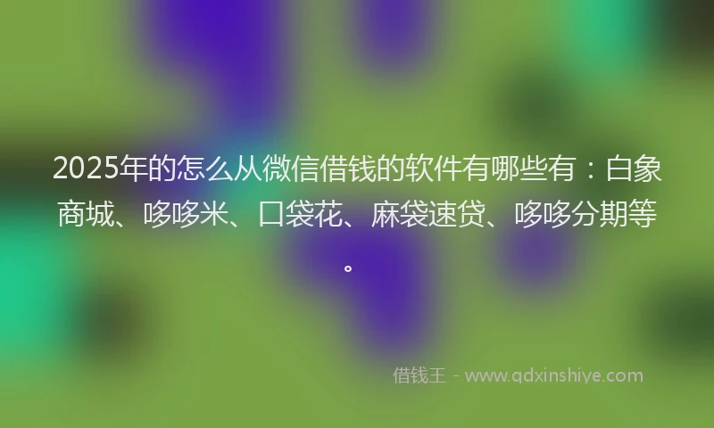 2025年的怎么从微信借钱的软件有哪些有：白象商城、哆哆米、口袋花、麻袋速贷、哆哆分期等。