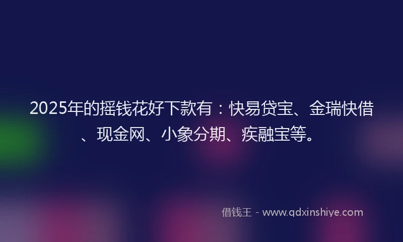 2025年的摇钱花好下款有：快易贷宝、金瑞快借、现金网、小象分期、疾融宝等。