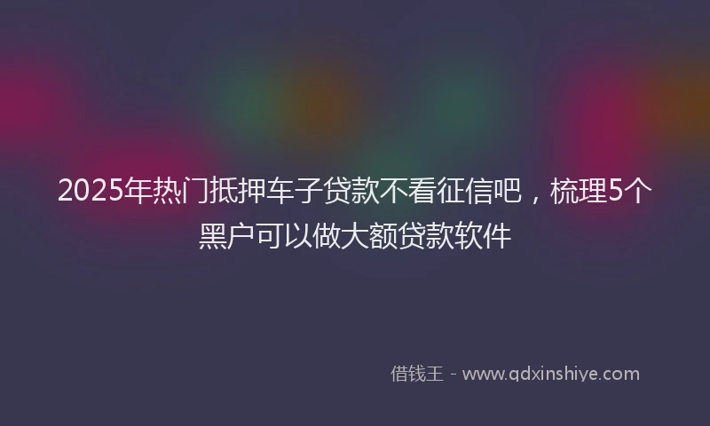 2025年热门抵押车子贷款不看征信吧，梳理5个黑户可以做大额贷款软件