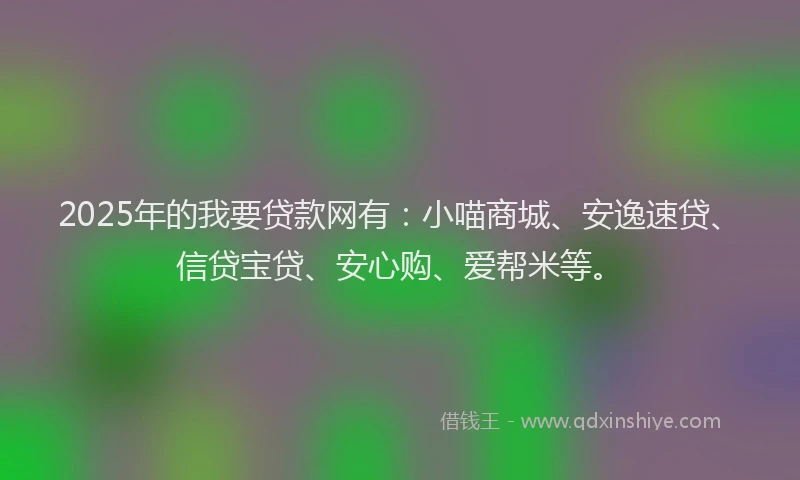 2025年的我要贷款网有：小喵商城、安逸速贷、信贷宝贷、安心购、爱帮米等。