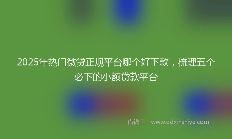 2025年热门微贷正规平台哪个好下款，梳理五个必下的小额贷款平台