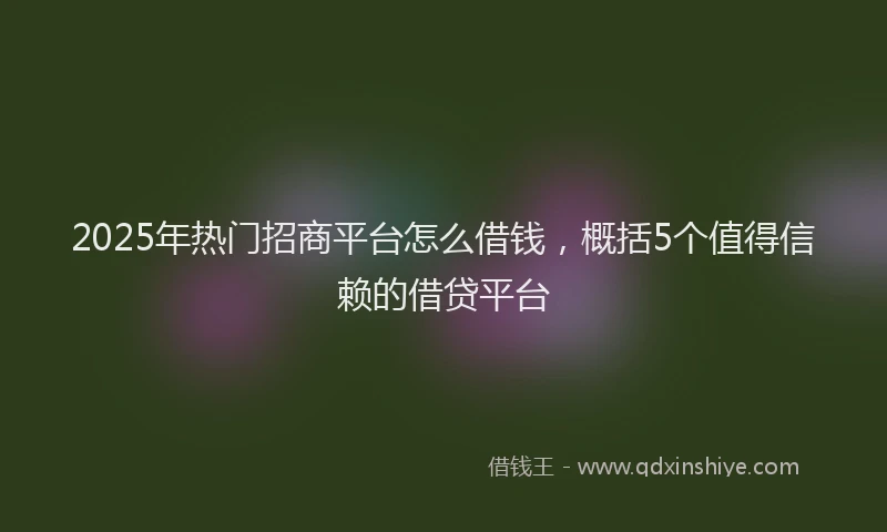 2025年热门招商平台怎么借钱，概括5个值得信赖的借贷平台