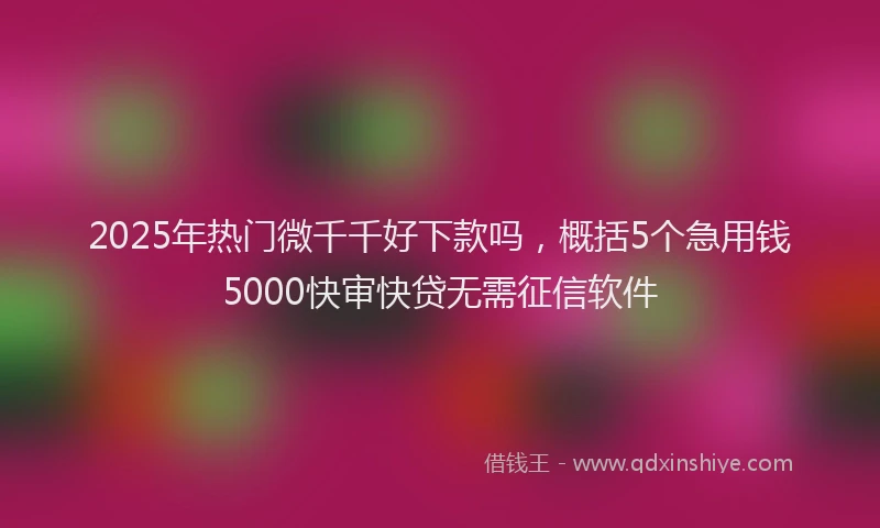 2025年热门微千千好下款吗，概括5个急用钱5000快审快贷无需征信软件