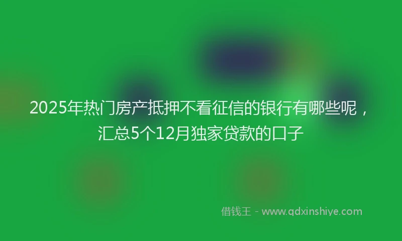 2025年热门房产抵押不看征信的银行有哪些呢，汇总5个12月独家贷款的口子