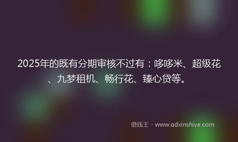 2025年的既有分期审核不过有：哆哆米、超级花、九梦租机、畅行花、臻心贷等。