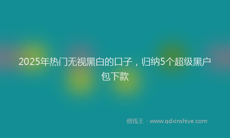 2025年热门无视黑白的口子，归纳5个超级黑户包下款