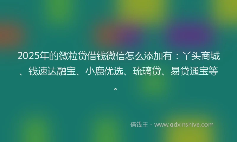 2025年的微粒贷借钱微信怎么添加有：丫头商城、钱速达融宝、小鹿优选、琉璃贷、易贷通宝等。