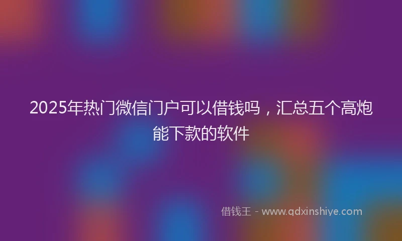 2025年热门微信门户可以借钱吗，汇总五个高炮能下款的软件