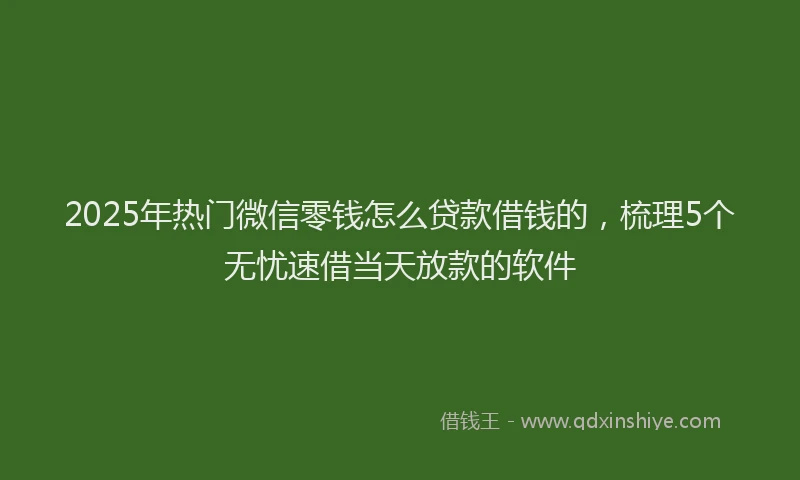 2025年热门微信零钱怎么贷款借钱的，梳理5个无忧速借当天放款的软件