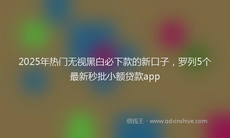 2025年热门无视黑白必下款的新口子，罗列5个最新秒批小额贷款app
